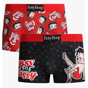 BETTY BOOP 2 Pack Boy Shorts Boyshorts Underwear Women's Red Black Size XL NWT